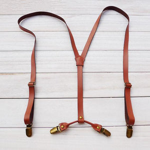 Open image in slideshow, Leather Party Wedding Groomsmen Suspenders
