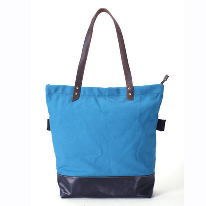 Canvas And Full Grain Leather Tote Bag, Shopper Bag