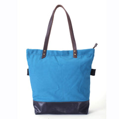 Canvas And Full Grain Leather Tote Bag, Shopper Bag