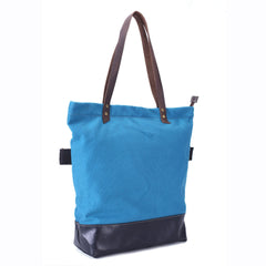 Canvas And Full Grain Leather Tote Bag, Shopper Bag