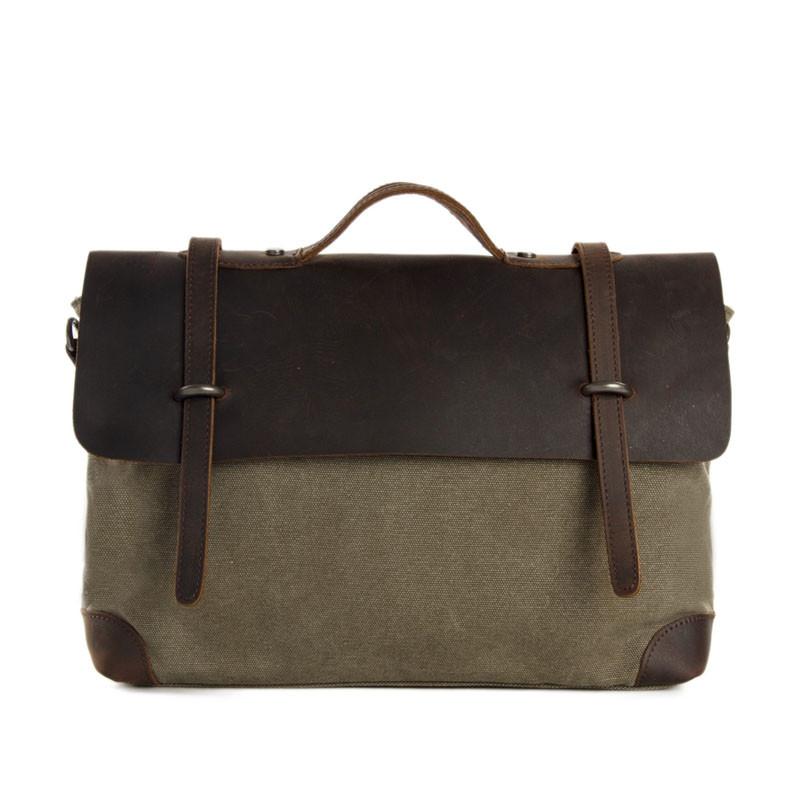 Canvas Leather Briefcase Messenger Bag Shoulder Bag Laptop Bag 6896