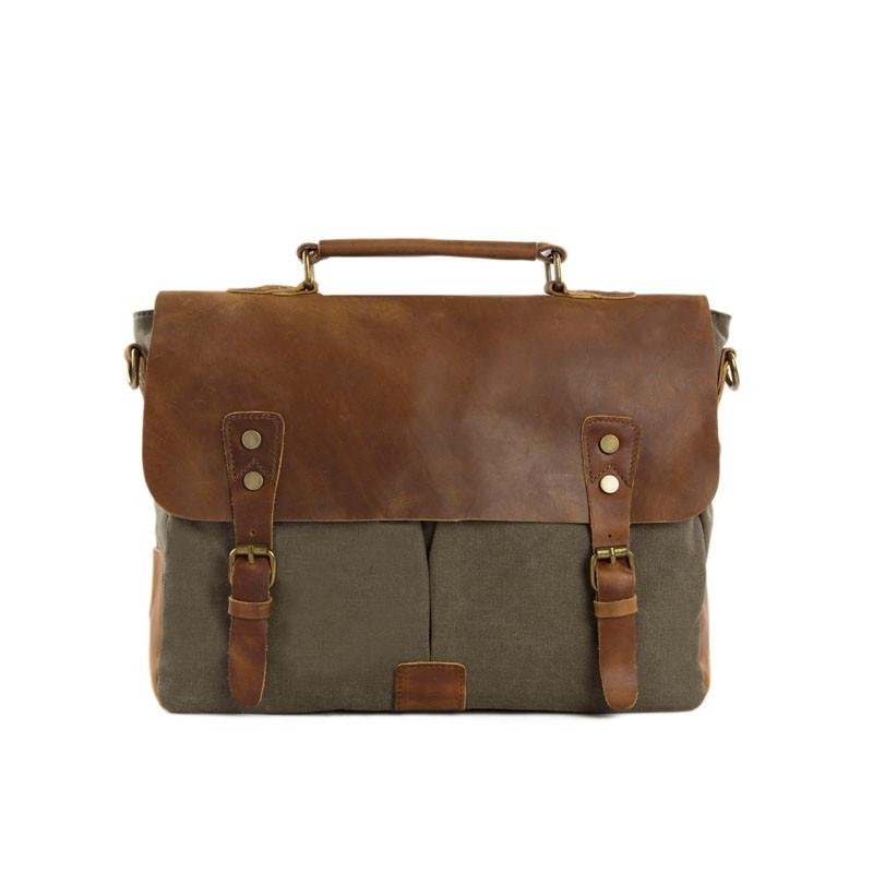 Canvas Leather Laptop Briefcase
