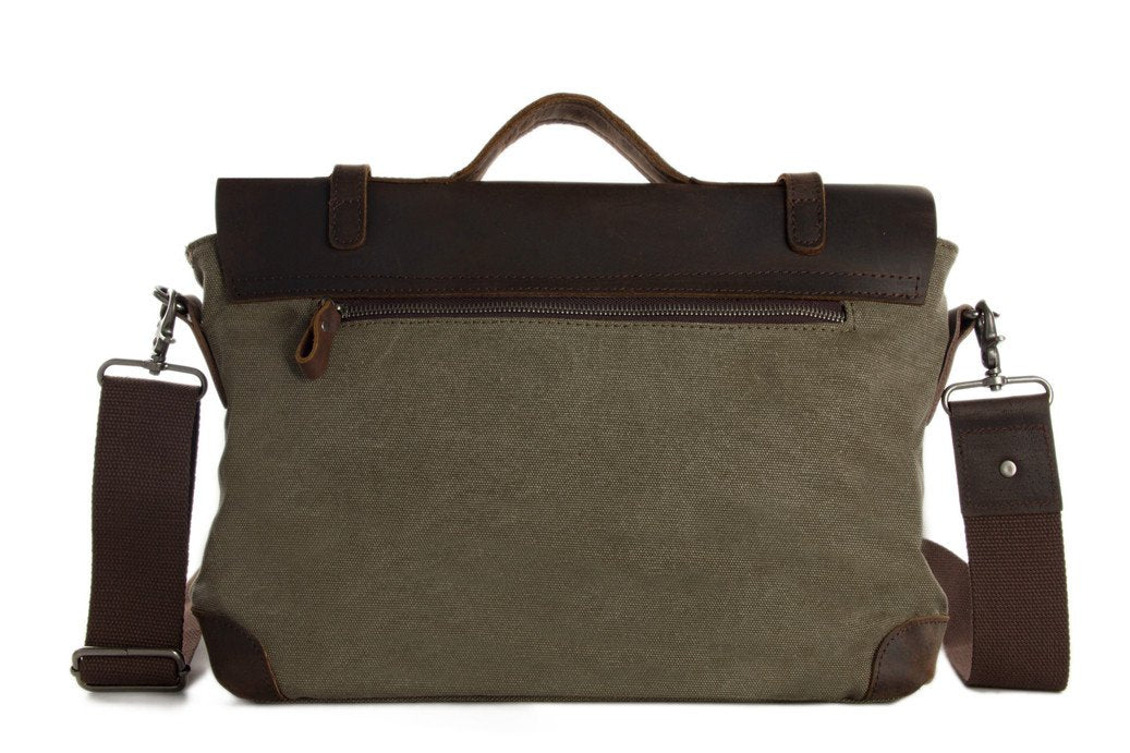Canvas Leather Briefcase Messenger Bag Shoulder Bag Laptop Bag 6896
