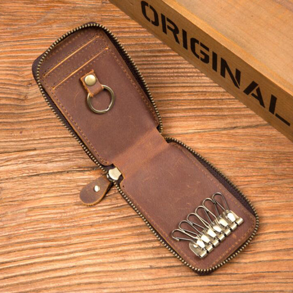Crazy Horse Leather Keys Holder Card Holder Wallet
