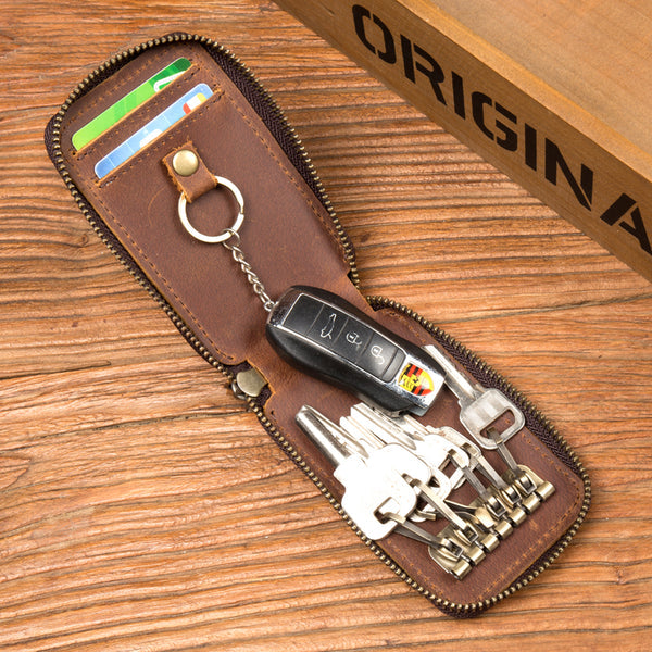 Crazy Horse Leather Keys Holder Card Holder Wallet