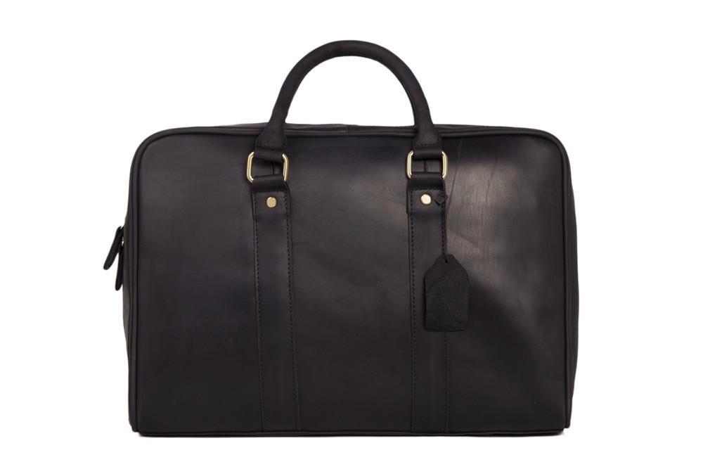 Black Genuine Leather Briefcase, Messenger Bag, Laptop Bag, Men's Handbag D007