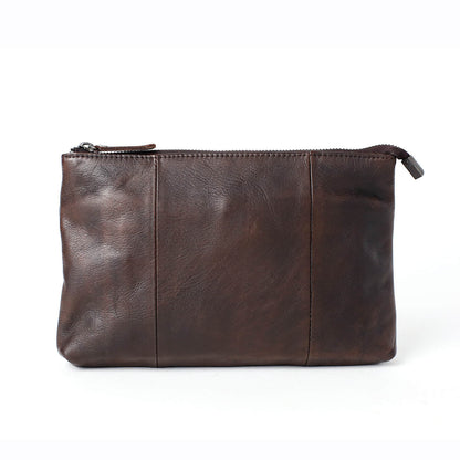 Handmade Men's Full Grain Leather Clutch Handbag, Vintage Wallet, Phone Sleeve