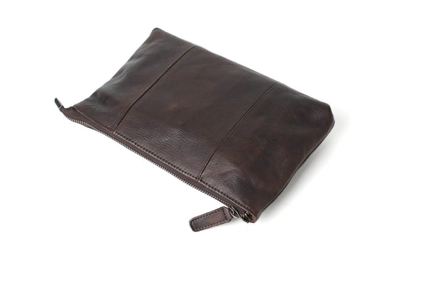 Handmade Men's Full Grain Leather Clutch Handbag, Vintage Wallet, Phone Sleeve