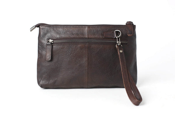 Handmade Men's Full Grain Leather Clutch Handbag, Vintage Wallet, Phone Sleeve