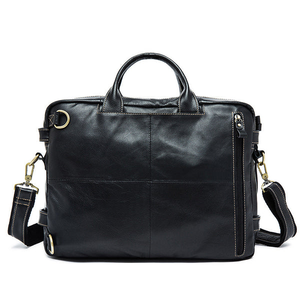 Convertible Leather Backpack, Men's Shoulder Bag, Large Capacity Leather Briefcase