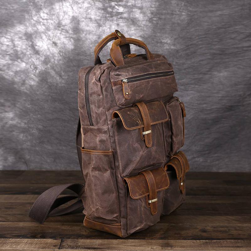 Waterproof Canvas Travel Backpack Durable Canvas Laptop Backpack Retro Men Backpack GT57