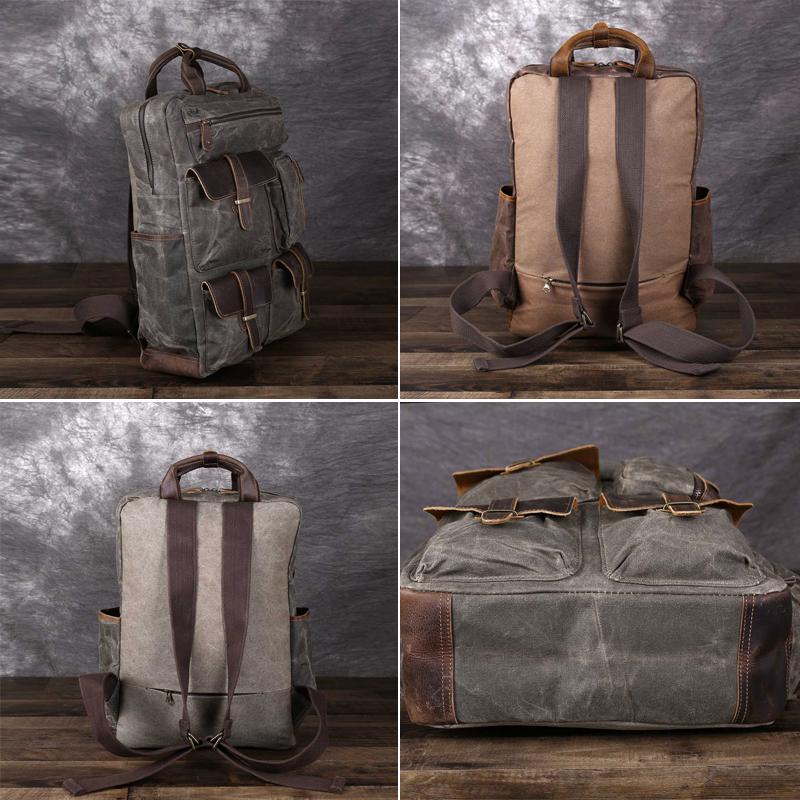 Waterproof Canvas Travel Backpack Durable Canvas Laptop Backpack Retro Men Backpack GT57
