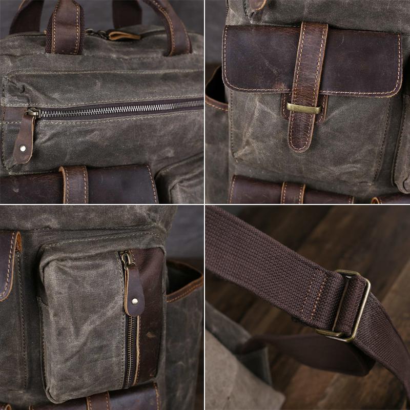 Waterproof Canvas Travel Backpack Durable Canvas Laptop Backpack Retro Men Backpack GT57