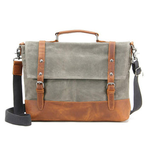 Open image in slideshow, Waxed Canvas Waterproof Bag With Leather Trim
