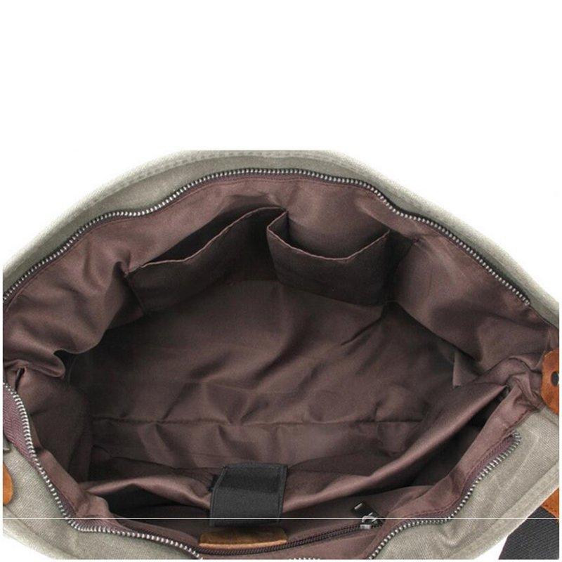 Waxed Canvas Waterproof Bag With Leather Trim