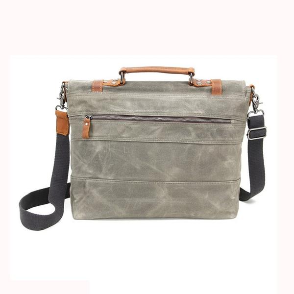Waxed Canvas Waterproof Bag With Leather Trim