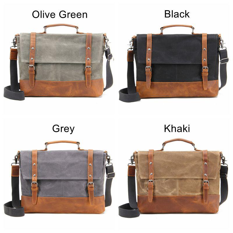 Waxed Canvas Waterproof Bag With Leather Trim