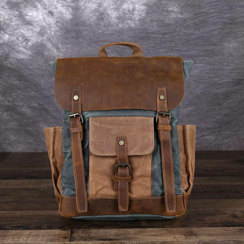 Waxed Canvas Laptop School Backpack