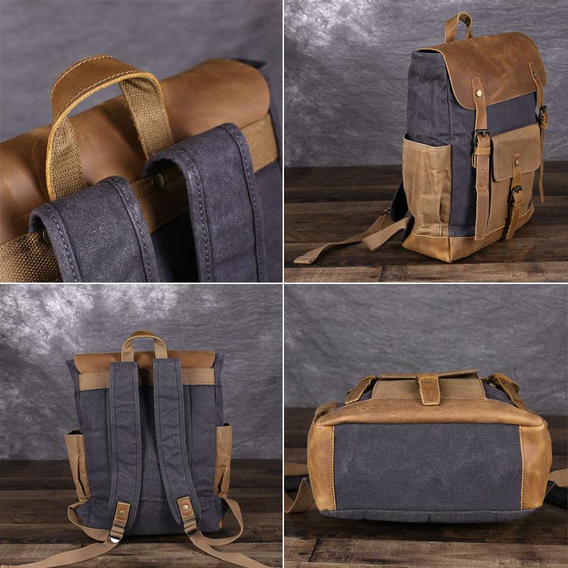 Waxed Canvas Laptop School Backpack