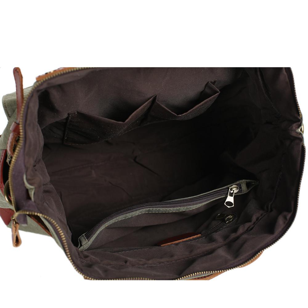 Canvas Leather Briefcase Messenger Bag, Waxed Canvas Laptop Bag Travel Briefcase 1859