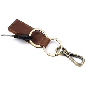 Open image in slideshow, Rockcow Full Grain Leather Key Chain Personalized Key Ring Husband Gift Boyfriend Gift 8432
